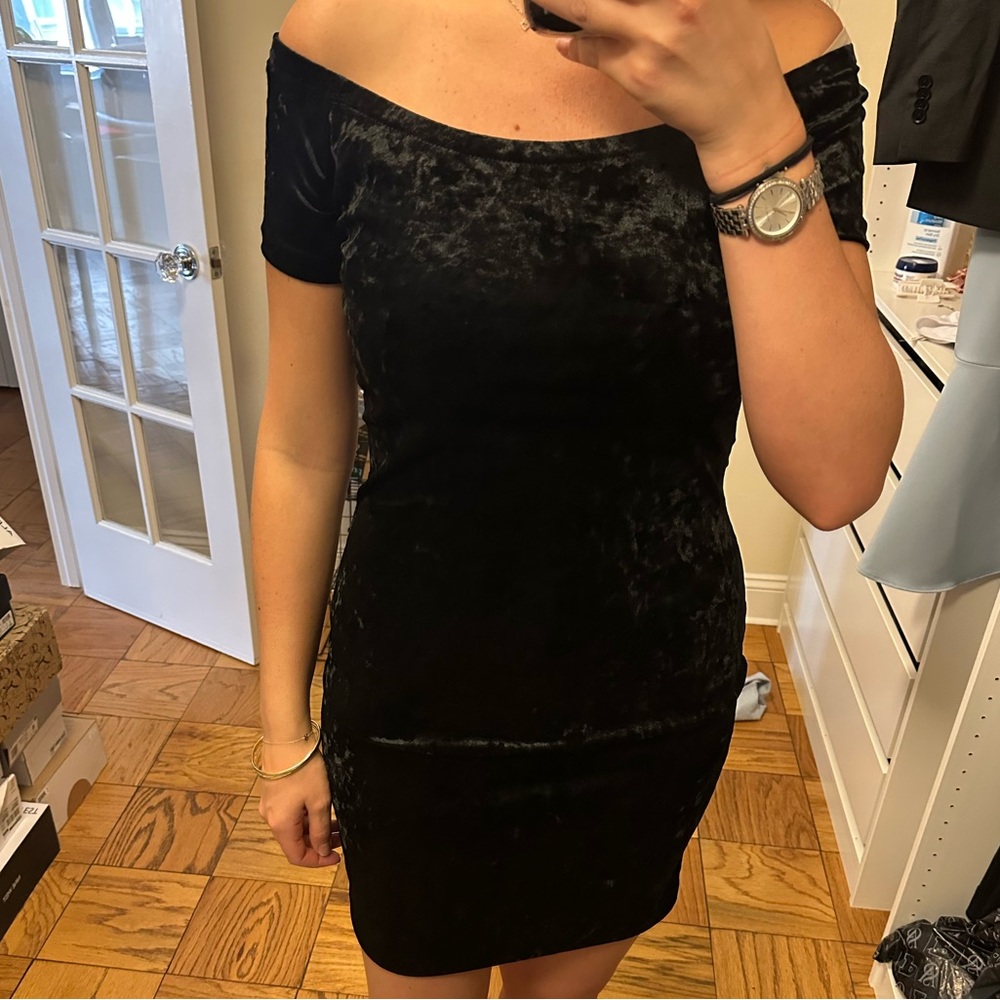 Little Black Velvet Strapless Dress